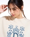 Shop Women's Beige Divine Graphic Printed Oversized Sweatshirt