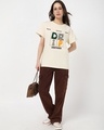 Shop Women's Beige Drip Typography Boyfriend T-shirt-Full
