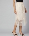Shop Women's Beige Embroidered Sheer Skirts-Design