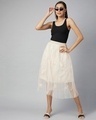 Shop Women's Beige Embroidered Sheer Skirts