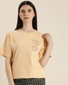 Shop Women's Beige Find A Way or Make One Typography Oversized T-shirt-Front
