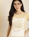 Shop Women's Beige Floral Print T-shirt-Front