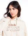Shop Women's Beige Follow The Stars Graphic Print Oversized Hoodies