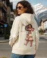 Shop Women's Beige Follow The Stars Graphic Print Oversized Hoodies-Front