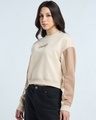 Shop Women's Beige & Ginger Root Brown Graphic Printed Oversized Cropped Sweatshirt-Full