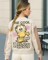 Shop Women's Beige & Ginger Root Brown Graphic Printed Oversized Cropped Sweatshirt-Front