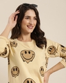 Shop Women's Beige Graphic Oversized T-Shirt-Design