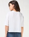 Shop Women's White Graphic Printed Oversized Crop Mesh T-shirt-Full