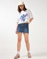 Shop Women's White Graphic Printed Oversized Crop Mesh T-shirt