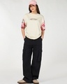 Shop Women's Beige Graphic Printed Oversized T-shirt
