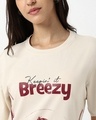 Shop Women's Beige Stitch Graphic Printed T-Shirt Dress