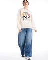 Shop Women's Beige Happy Graphic Printed Oversized Sweatshirt