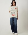 Shop Women's Beige Krypto Graphic Printed Oversized T-shirt
