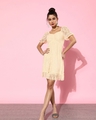 Shop Women's Beige Lace Sheer Dress-Front