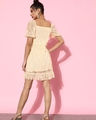 Shop Women's Beige Lace Sheer Dress-Design