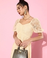 Shop Women's Beige Lace Sheer Dress-Full