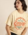 Shop Women's Beige Legendary Typography Oversized T-shirt-Front