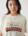 Shop Women's Beige Madness Typography Oversized T-shirt