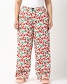 Shop Women's Beige Mickey All Over Printed Plus Size Wide Leg Pyjamas-Front