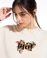 Shop Women's Beige Mirchi Graphic Printed Oversized Sweatshirt