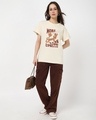 Shop Women's Beige More Spaghetti Graphic Printed Boyfriend T-shirt-Full