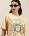 Shop Women's Beige Mystical Soul Typography Oversized T-shirt-Full