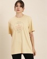 Shop Women's Beige New York City Typography Oversized T-shirt-Design