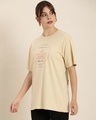 Shop Women's Beige New York City Typography Oversized T-shirt-Full