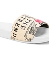 Shop Women's Beige Newspaper Printed Sliders