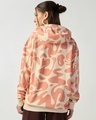 Shop Women's Beige & Orange All Over Printed Oversized Hoodies-Full