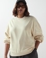 Shop Women's Beige Oversized Plus Size Sweatshirt-Front