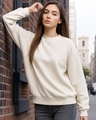 Shop Women's Beige Oversized Sweatshirt-Front