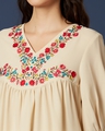Shop Women's Beige Polyester Embroidered Yoke Top-Full