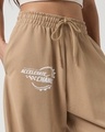 Shop Women's Beige Typography Super Loose Fit Joggers