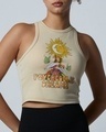 Shop Women's Beige Psychedelic Dreams Printed Crop Tank Top