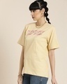 Shop Women's Beige Ready to Start Typography Oversized T-shirt-Design