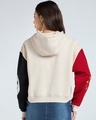 Shop Women's Beige & Salsa Red Mickey Graphic Printed Oversized Crop Hoodies-Full