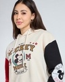 Shop Women's Beige & Salsa Red Mickey Graphic Printed Oversized Crop Hoodies