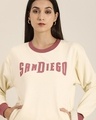 Shop Women's Beige San Diego Typography Oversized Sweatshirt-Full