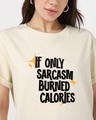 Shop Women's Beige Sarcasm Typography Boyfriend T-shirt