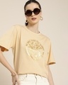 Shop Women's Beige Save Our Environment Typography Oversized T-shirt-Front