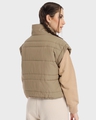 Shop Women's Beige Sleeveless Oversized Puffer Jacket-Design