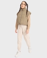 Shop Women's Beige Sleeveless Oversized Puffer Jacket-Full