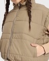 Shop Women's Beige Sleeveless Oversized Puffer Jacket