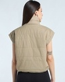 Shop Women's Beige Sleeveless Oversized Puffer Jacket-Design