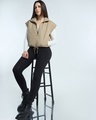 Shop Women's Beige Sleeveless Oversized Puffer Jacket-Full