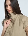 Shop Women's Beige Sleeveless Oversized Puffer Jacket