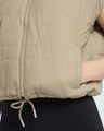 Shop Women's Beige Sleeveless Oversized Puffer Jacket
