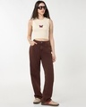 Shop Women's Beige Embroidered Slim Fit Short Top-Full