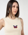 Shop Women's Beige Embroidered Slim Fit Short Top